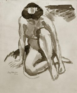 Oturma eylemi, öne eğilme by August Macke