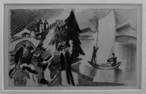 Sarı Yelkenler Üzerine Çalışma by August Macke