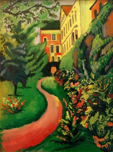 Çiçek açan bordürlü bahçemiz by August Macke