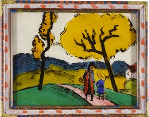 Bir manzara içinde iki kız by August Macke