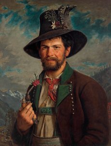 Geleneksel Stubai kostümlü Tirol çiftçisi by August Pezzey d. Ä.