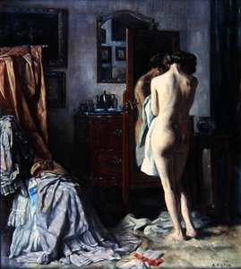 Boudoir, c.1910 (tuval üzerine yağlı boya) by August Rieper