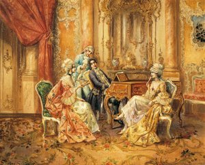 Piyanoda, Stephan Sedlacek (1868-1936), tuval üzerine yağlı boya by August Stephan Sedlacek