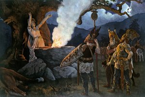 Kelt savaşçıları bir rahibe danışır. Augustus Dieffenbacher