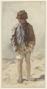 Macar çocuk, ayakta ve yüz, yalınayak ve kürk şapka takıyor by August Xaver Carl von Pettenkofen