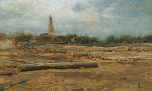 Szolnok yakınlarındaki kereste deposu by August von Pettenkofen