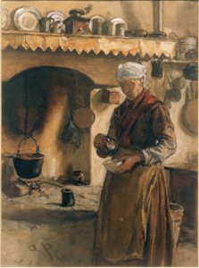 Ocakta İtalyan köylü kadın