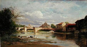 ಬಾತುಕೋಳಿಗಳೊಂದಿಗೆ ಸೇತುವೆ, 1872 ಟರ್ಕ್ by Auguste Allonge