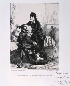 Yaralı bir asker çorbası besleyen bir kadın, Paris Kuşatması, Fransa-Prusya Savaşı, 1870 1871
