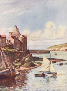 Fransa: Le Port Du Conquet (renkli lito) by Auguste Gerardin