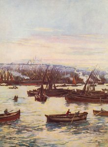 Haliç, Türkiye (renkli lito) by Auguste Gerardin
