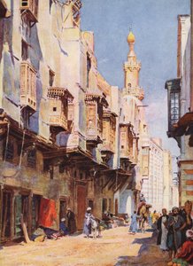 Eski Kahire, Mısır (renkli lito) by Auguste Gerardin