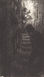 Heykel merdiveni rue Boutebrie, 1901'de yayınlandı. by Auguste Lepere