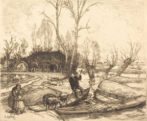 Tufan Bataklığında - Çoban Au marais inonde - Le berger, 1911. by Auguste Lepere