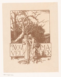 Erkek ve kadın birlikte genç bir ağaç dikiyor Le Nouvel Imagier (nesne üzerindeki başlık) by Auguste Lepere