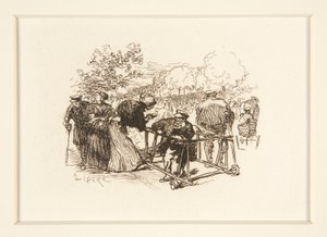 Bir Parkta Diğer Figürlerle Yürüyen Adam by Auguste Lepere