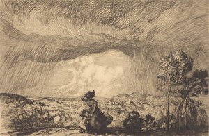 Kumulda Fırtına, Kum Tepesinde Vendee Fırtına, Vendee. by Auguste Lepere