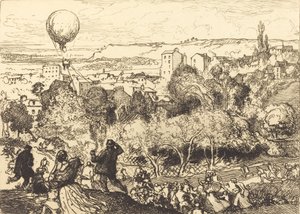 Düşen Balon, Pre-Saint-Gervais Lebaloon qui mezarında, Pre-Saint-Gervais, 1910. by Auguste Lepere
