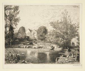 Vieille passerelle, bords du petit Morin (Eski Yaya Köprüsü, Küçük Morin Kıyıları) by Auguste Lepere
