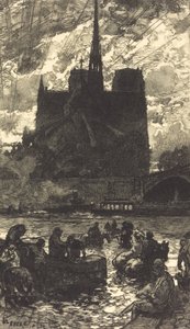 Notre-Dame L'abreuvoir'in arkasında, Notre-Dame'in arkasında sulama yeri, 1897. by Auguste Lepere