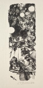 14 Temmuz, Rue de Belleville, gece yarısı. by Auguste Louis Lepère