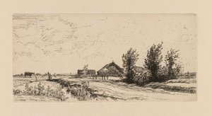 Auguste Lepère: Küçük İnek Çobanı. by Auguste Louis Lepère