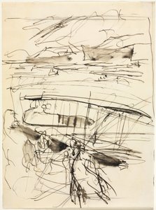 Yerde duran uçaklar (verso) by Auguste Louis Lepère
