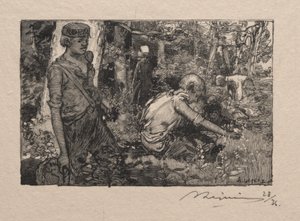 Vadideki zambak toplamak by Auguste Louis Lepère