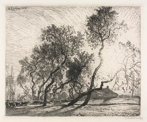 Hollanda Kavak Ağaçları ile Çiftlik by Auguste Louis Lepère