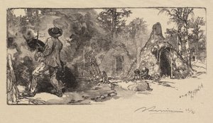 Fontainebleau Ormanı: Coalmen Fontainebleau Ormanı: Charbonniers, 1890. by Auguste Louis Lepère