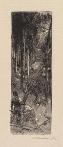 Fontainebleau Ormanı: Çamların Kesilmesi by Auguste Louis Lepère