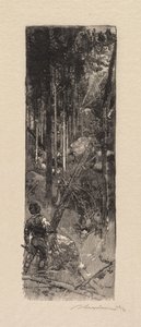 Fontainebleau Ormanı: Çamların Kesilmesi La Forêt de Fontainebleau: Abattage des pines, 1890. by Auguste Louis Lepère