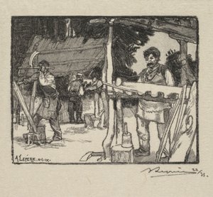 Fontainebleau Ormanı: Çıta Üreticisi La Forêt de Fontainebleau: Le Manufacturer de lattes, 189 by Auguste Louis Lepère