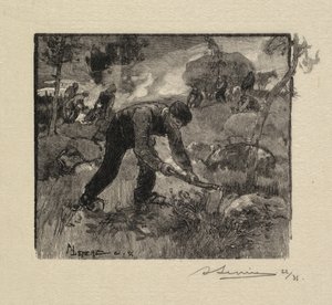 Fontainebleau Ormanı: Fundalığı Çekmek by Auguste Louis Lepère