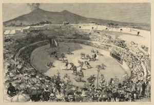 İtalya. Pompei Festivali, Gladyatörlerin sirki by Auguste Louis Lepère