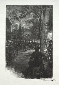 Boulevard Montmartre, Akşam. by Auguste Louis Lepère