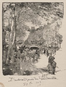 Vaudeville yakınındaki bulvar by Auguste Louis Lepère