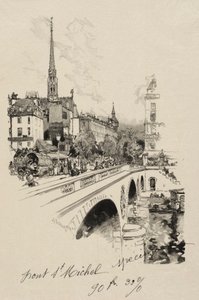 Pont St. Michel. by Auguste Louis Lepère