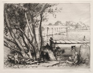 Poissy Köprüsü, 1917. by Auguste Louis Lepère