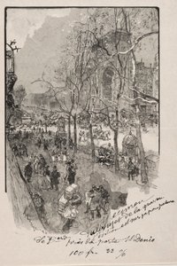 Porte St. Denis yakınlarındaki Boulevards. by Auguste Louis Lepère