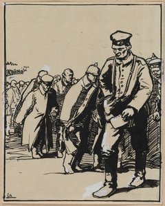 Bir grup Alman mahkumun yürüyüşü, 1914. by Auguste Louis Lepère