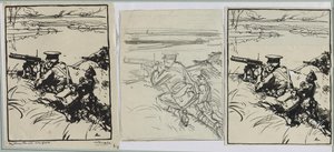 İngiliz makineli tüfekçiler, 1914. by Auguste Louis Lepère
