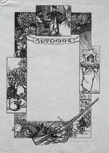 Paris Almanak, 1897: Dekoratif Bordür, Sonbahar by Auguste Louis Lepère