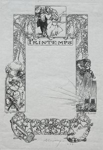 Paris Almanak, 1897: Dekoratif Bordür, Bahar by Auguste Louis Lepère