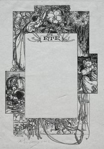 Paris Almanak, 1897: Dekoratif Bordür, Yaz by Auguste Louis Lepère