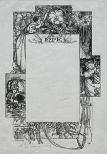 Paris Almanak, 1897: Dekoratif Bordür, Yaz, 1897. by Auguste Louis Lepère