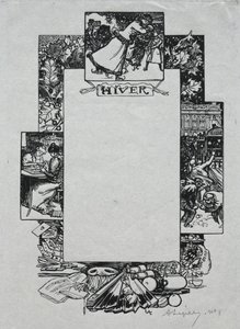 Paris Almanak, 1897: Dekoratif Bordür, Kış, 1897. by Auguste Louis Lepère