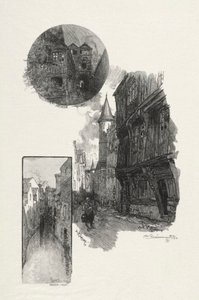 Resimli Rouen: LAlbane Mahkemesi, Rue Saint Romain, Laubette Rue Armand - Carrel, 1896. by Auguste Louis Lepère