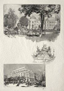 Resimli Rouen: Müze; St. Mary Çeşmesi; Sanat Tiyatrosu by Auguste Louis Lepère