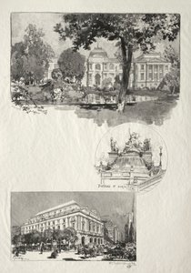 Resimli Rouen: Müze, Fontaine St. Marie, Sanat Tiyatrosu, 1896. by Auguste Louis Lepère